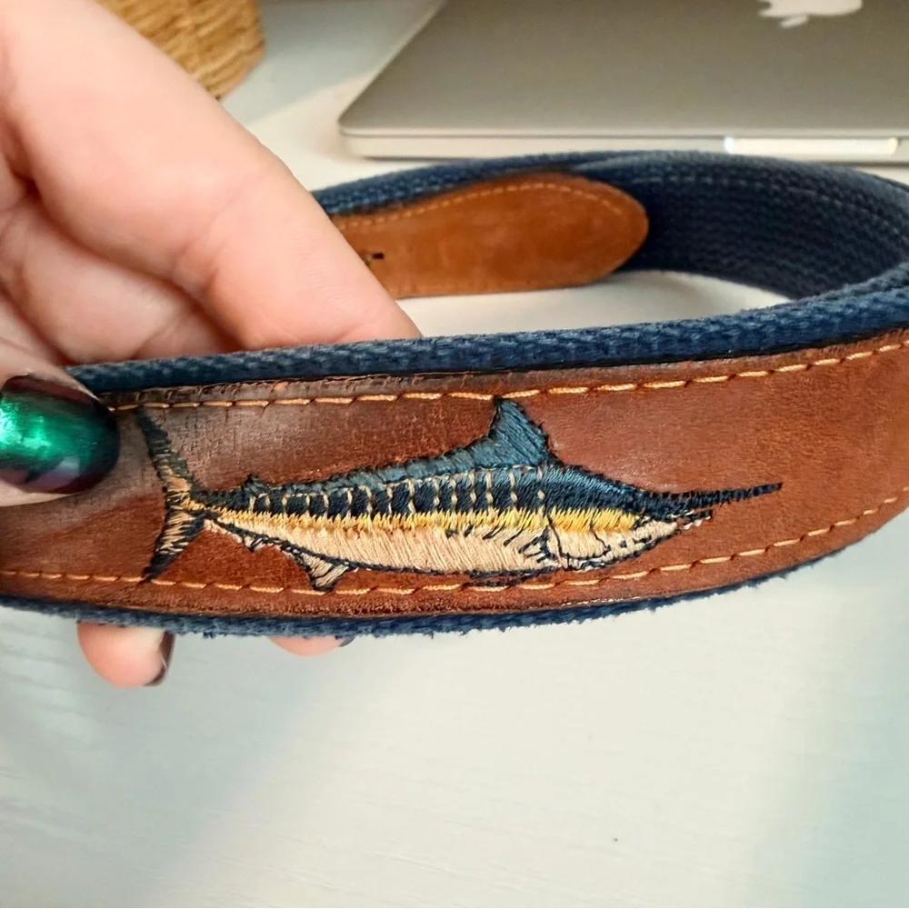 Zep-Pro Marlin Embroidered Leather and Nylon Belt